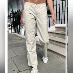 Brandy Melville Low Rise White Carpenter Pants